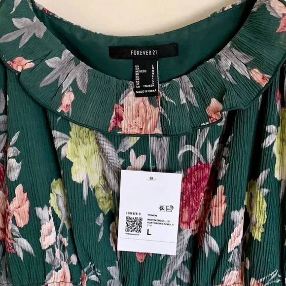 🆕 Forever 21 Floral Maxi Dress - Green - Picture 6 of 7